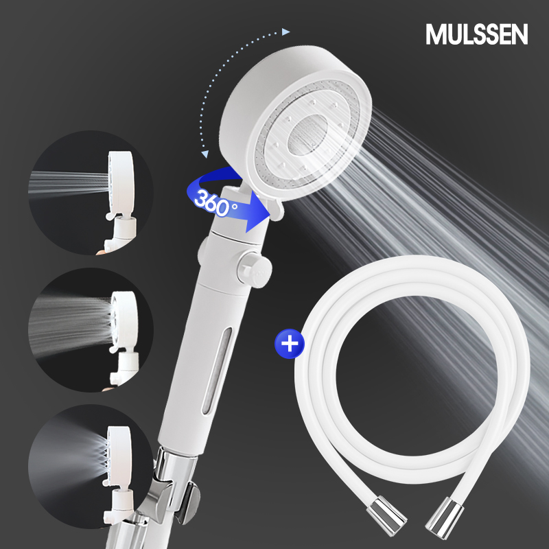 온가족이 쓰는 올인원 6단계 온오프 필터 샤워기+물때방지 PVC 샤워기 호스 2m(화이트)
