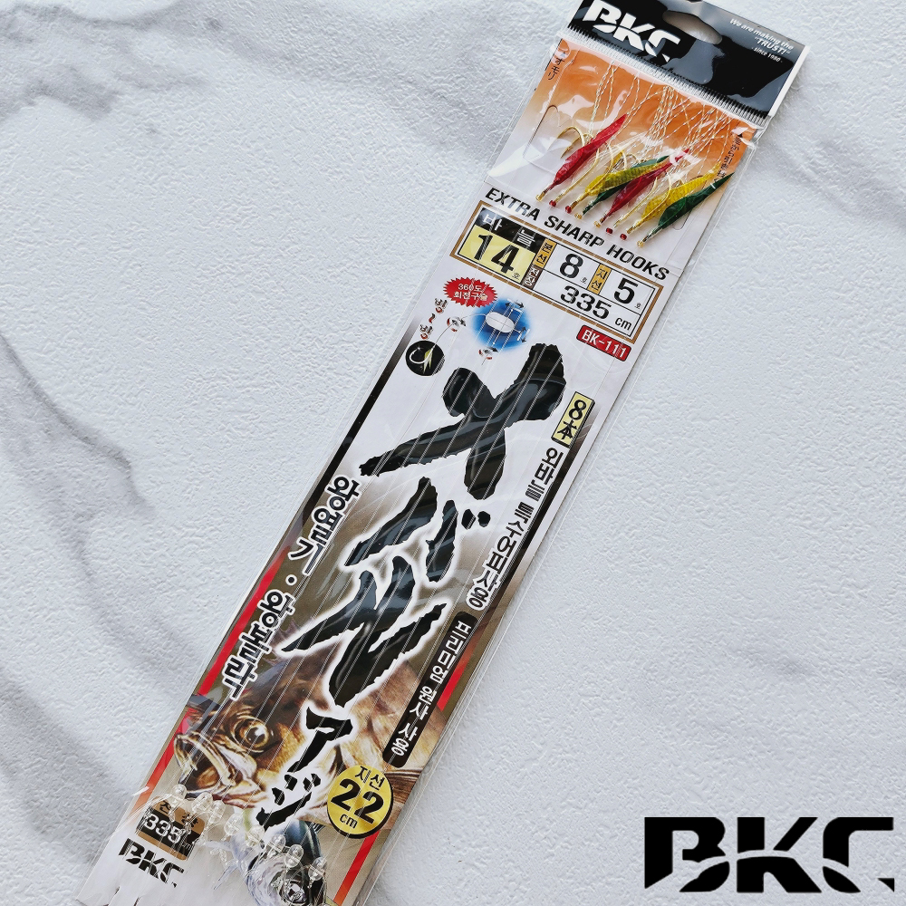 백경 8본 어구가자미 어피바늘 외줄 카드채비 BK-111 14호, 골드 - 상품 이미지