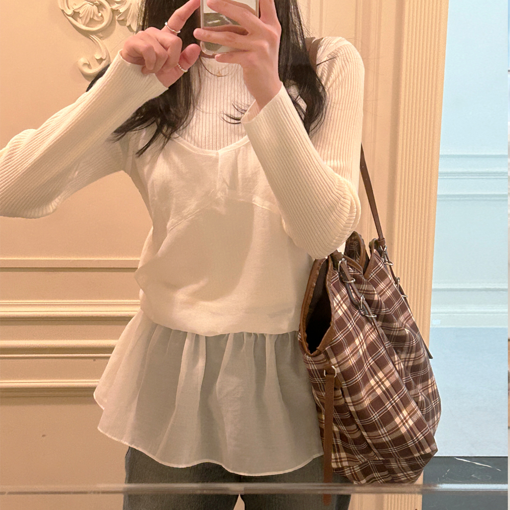 러빙 시스루 레이어드 원피스 (2color) 나시 끈 프릴 스커트 - 상품 이미지