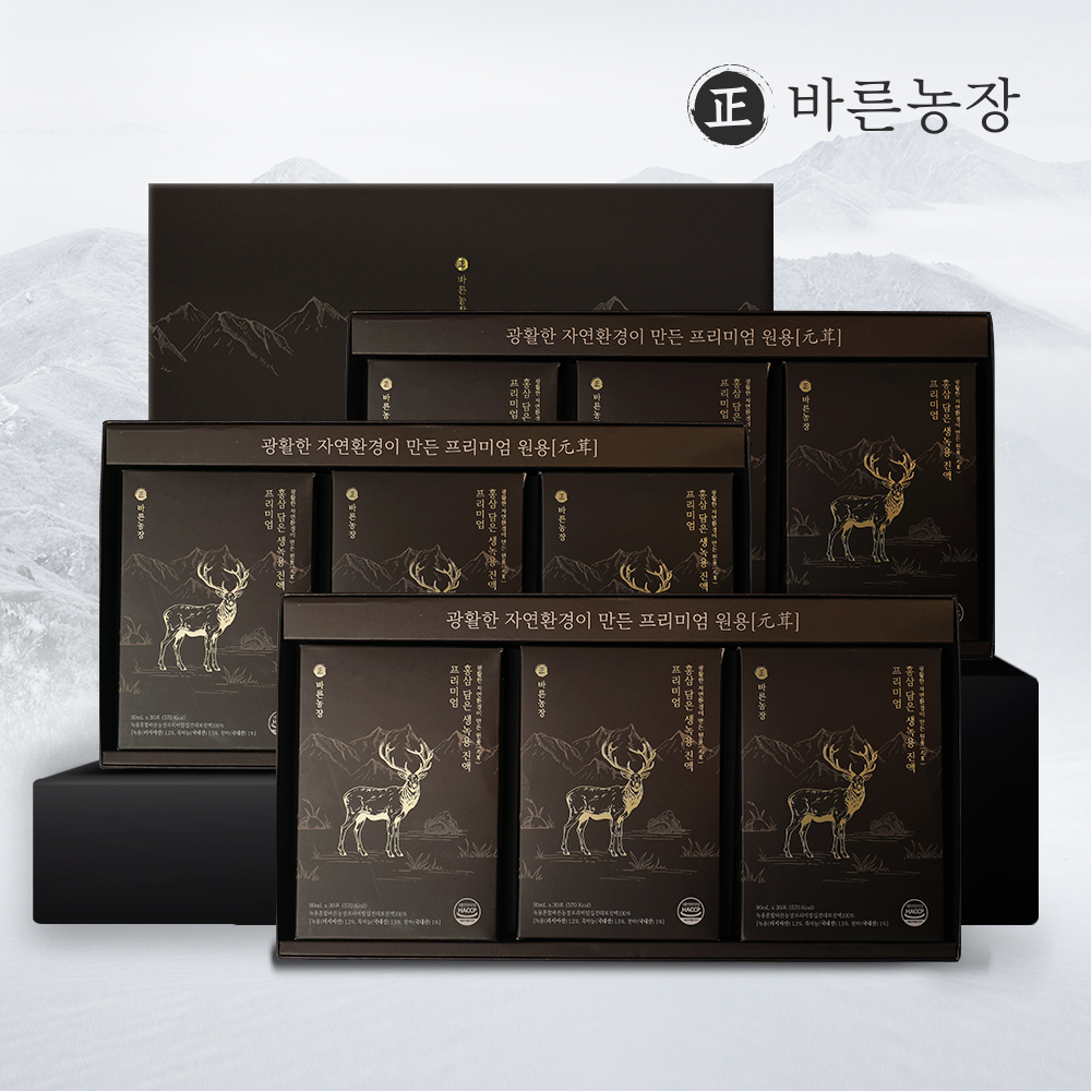 바른농장 녹용진액 녹용즙 엑기스 홍삼담은 생녹용 4박스 120포