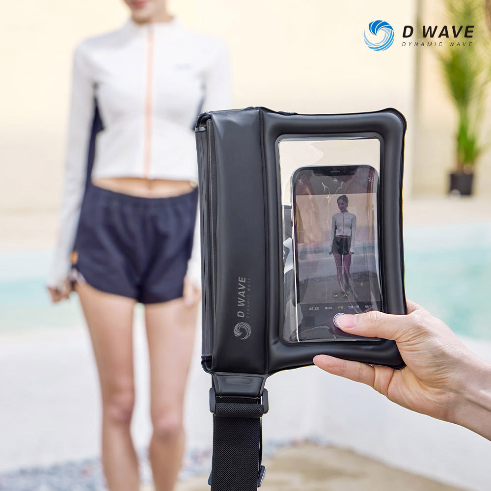 1+1 디웨이브 에어쿠션 핸드폰 스마트폰 크로스 방수팩 물놀이 해외 여행 화이트(L)+블랙(L) 이미지 4