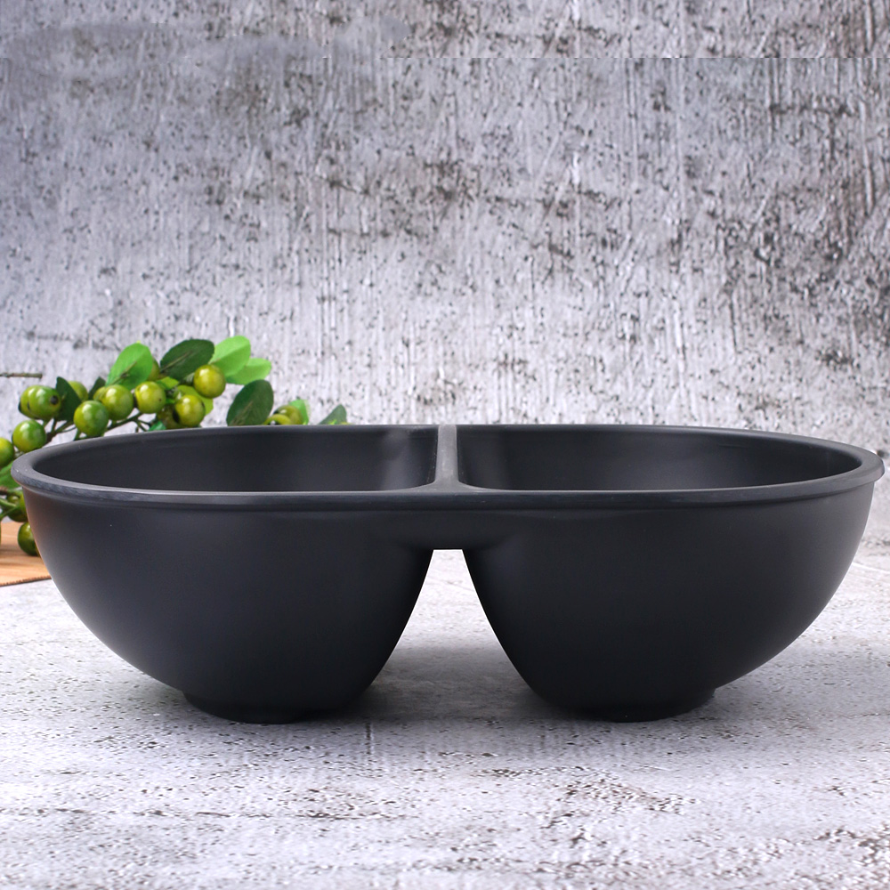 먹토 멜라민 그릇 앞 접시 나눔 반찬 중국집 식당 업소용 식기 23.8cm, 짬짜면그릇 - 상세 이미지 2