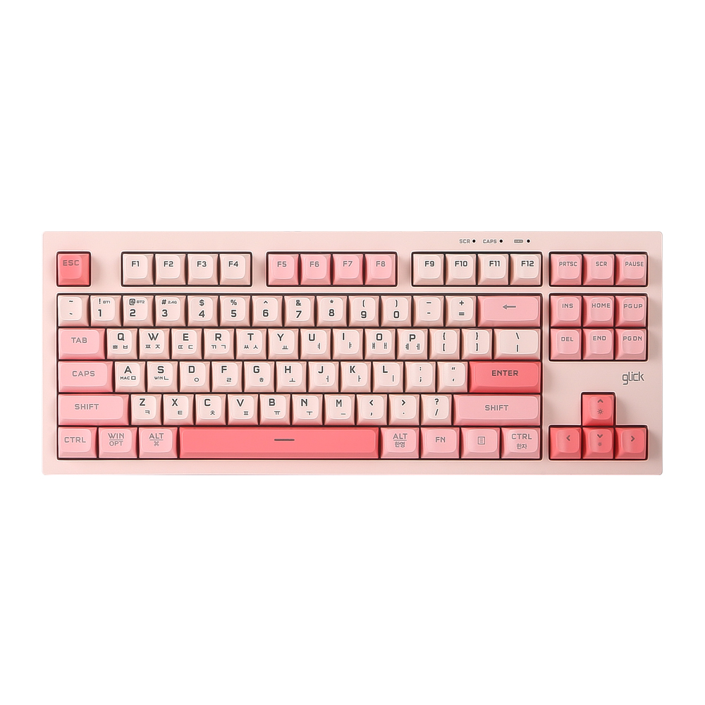 지클릭커 사일런스 M 무소음 풀윤활 무선 블루투스 키보드 방수 충격방지 Pink RC1 87키, 멤브레인 - 상품 이미지