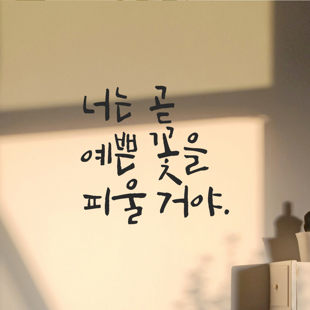 캘리그라피 레터링 스티커 너는 곧 예쁜 꽃을 피울 거야 검정 S 이미지 8