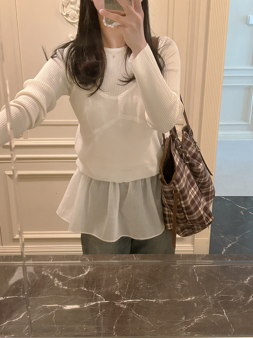 러빙 시스루 레이어드 원피스 (2color) 나시 끈 프릴 스커트 이미지 7