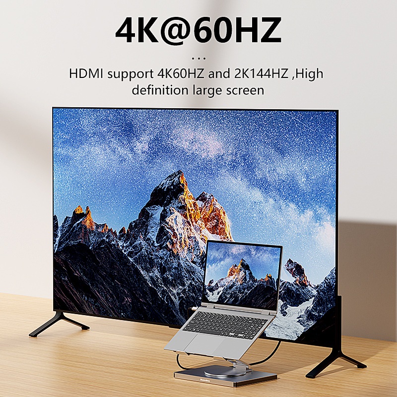 10-in-1 노트북 회전 스탠드 확장 도크 HDMI 네트워크 포트 USB3.0 거치대 - 상세 이미지 4