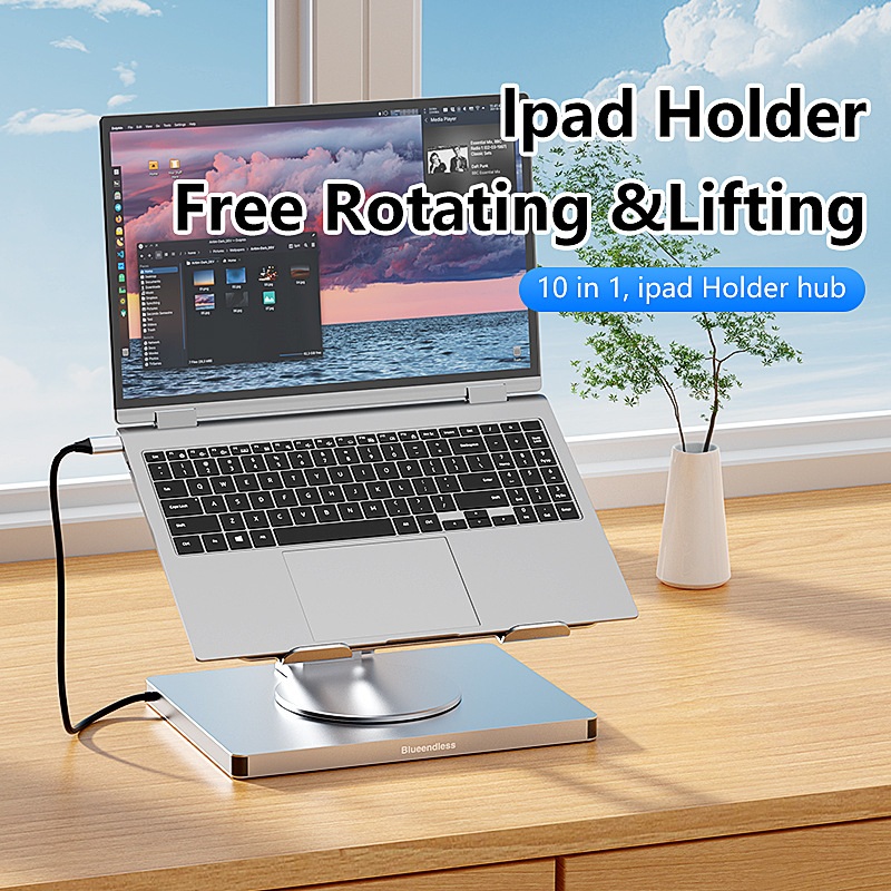 10-in-1 노트북 회전 스탠드 확장 도크 HDMI 네트워크 포트 USB3.0 거치대 - 상품 이미지