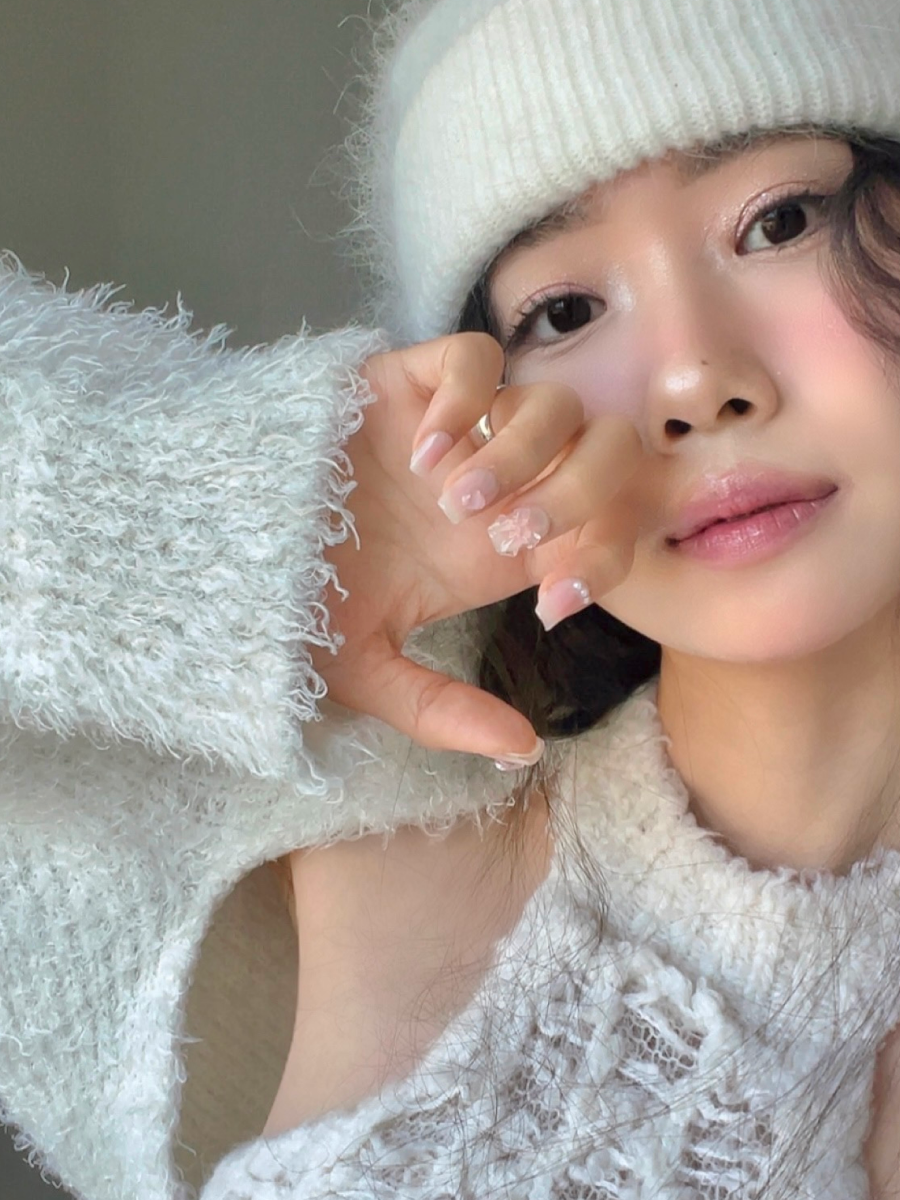 핑거힐 하트 플러팅 스퀘어 수제네일팁 : 핑거힐