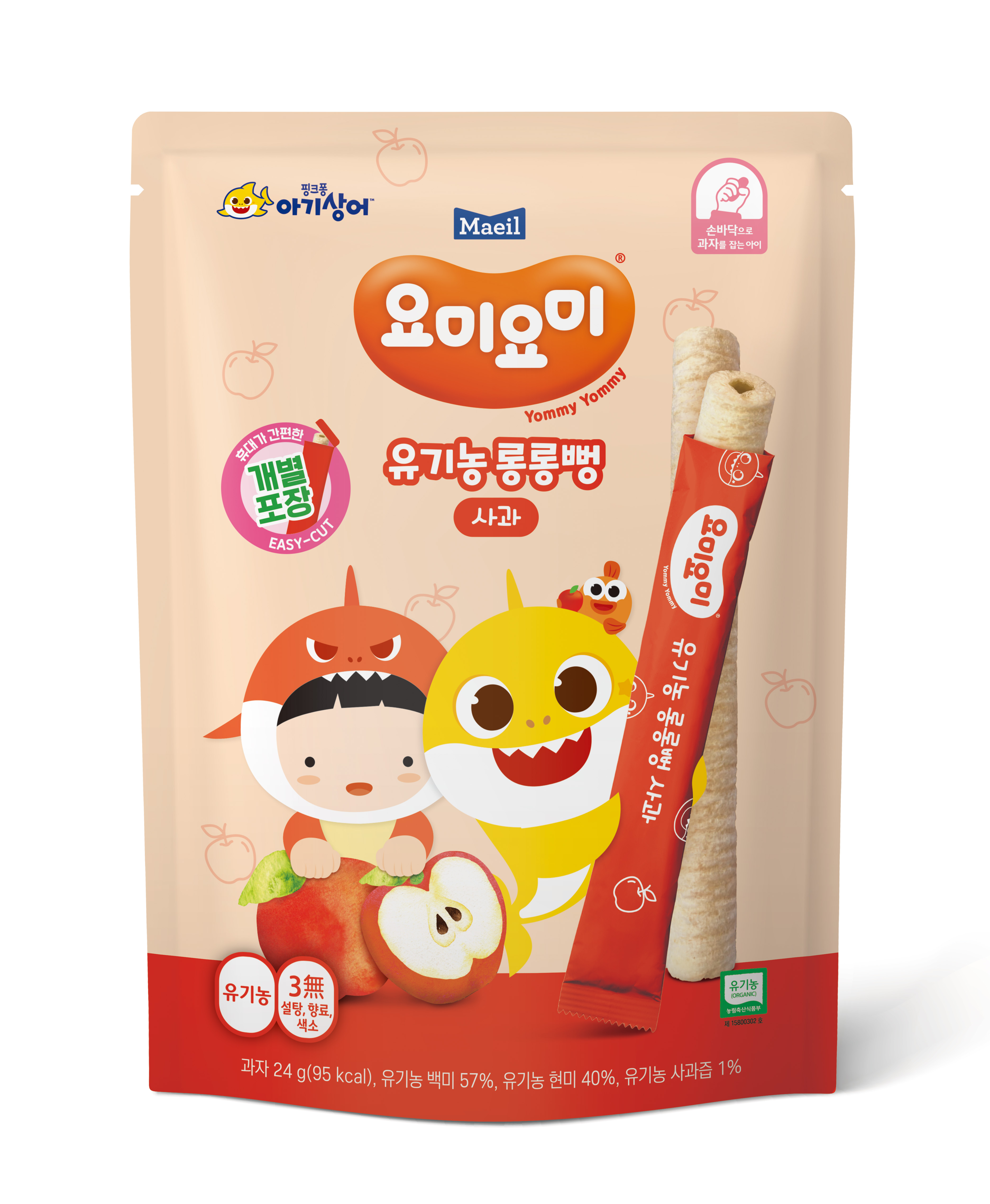 요미요미 유기농롱롱뻥 사과 24g/자색고구마 24g/단호박 24g 2봉 (총 6봉) [+사과당근케일 주스 4팩 추가 증정]