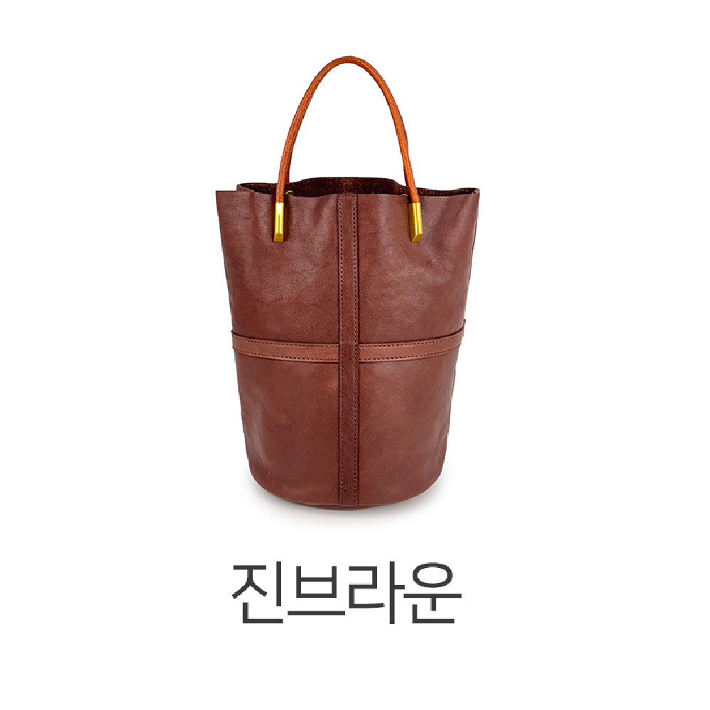 고급 천연 가죽 미니 핸드백 엄마 여친 가방선물 세련된 소가죽 버킷 토트 크로스백+파우치 - 상세 이미지 3