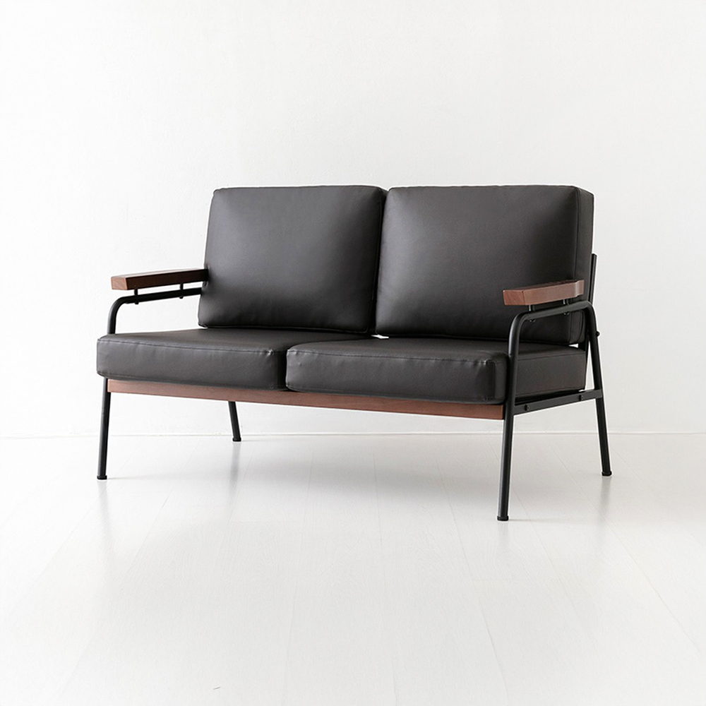 네르센 소파 2인 T323 스툴미포함, PU 블랙브라운 8646.4700, 2인용