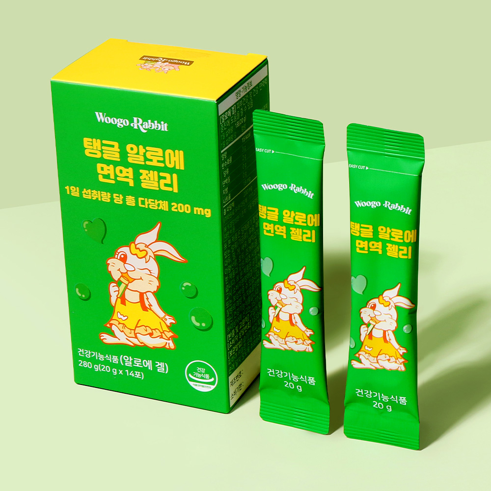 [6박스] 우고래빗 탱글 알로에 면역 젤리 베라겔 다당체 이뮨 젤리 스틱 14포, 6개 이미지 2