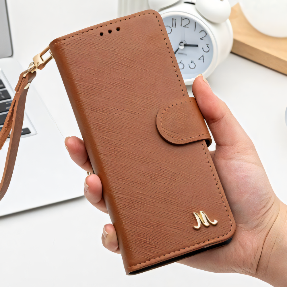 천연 소가죽 카드 지갑 케이스 스트랩 브라운, 갤럭시Z 폴드7