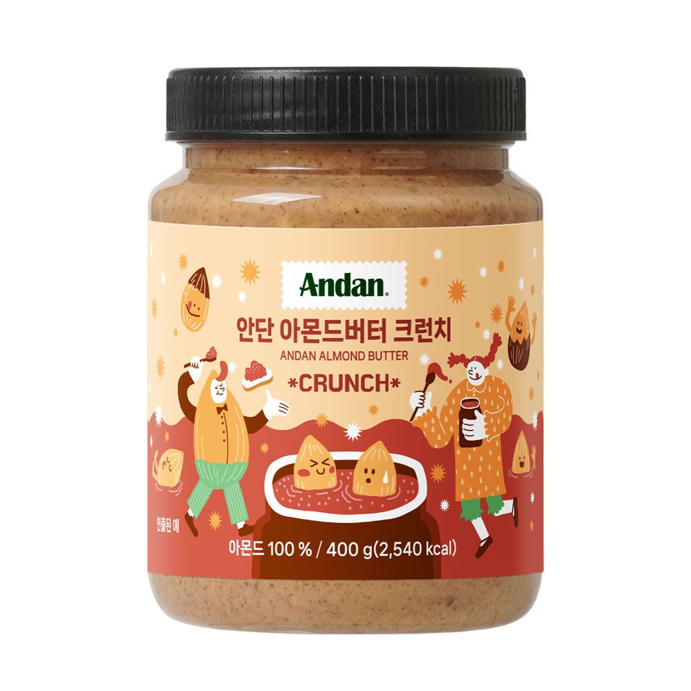 안단잼 캘리포니아 100% 아몬드 버터 400g 크런치 크리미 무가당 무설탕 저당 - 상세 이미지 2