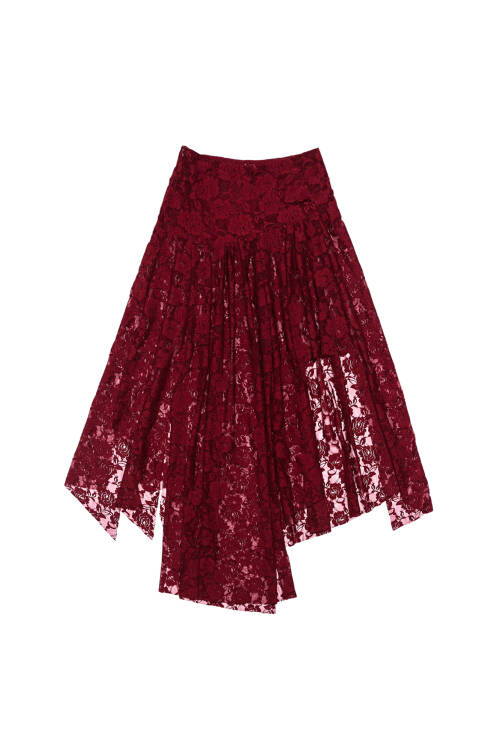 [국내매장판] 달링유어배드 롱스커트 LACE ASYMMETRIC SHIRRING SKIRT #RED 116156 : 띵똥쇼핑