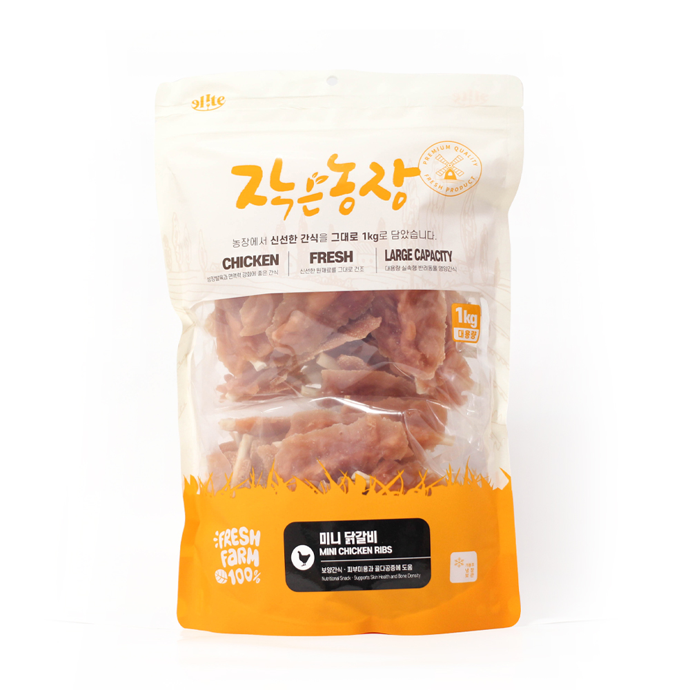 작은농장 강아지간식 사사미 1KG 대용량 애견간식 미니닭갈비, 1kg, 1개 - 상품 이미지