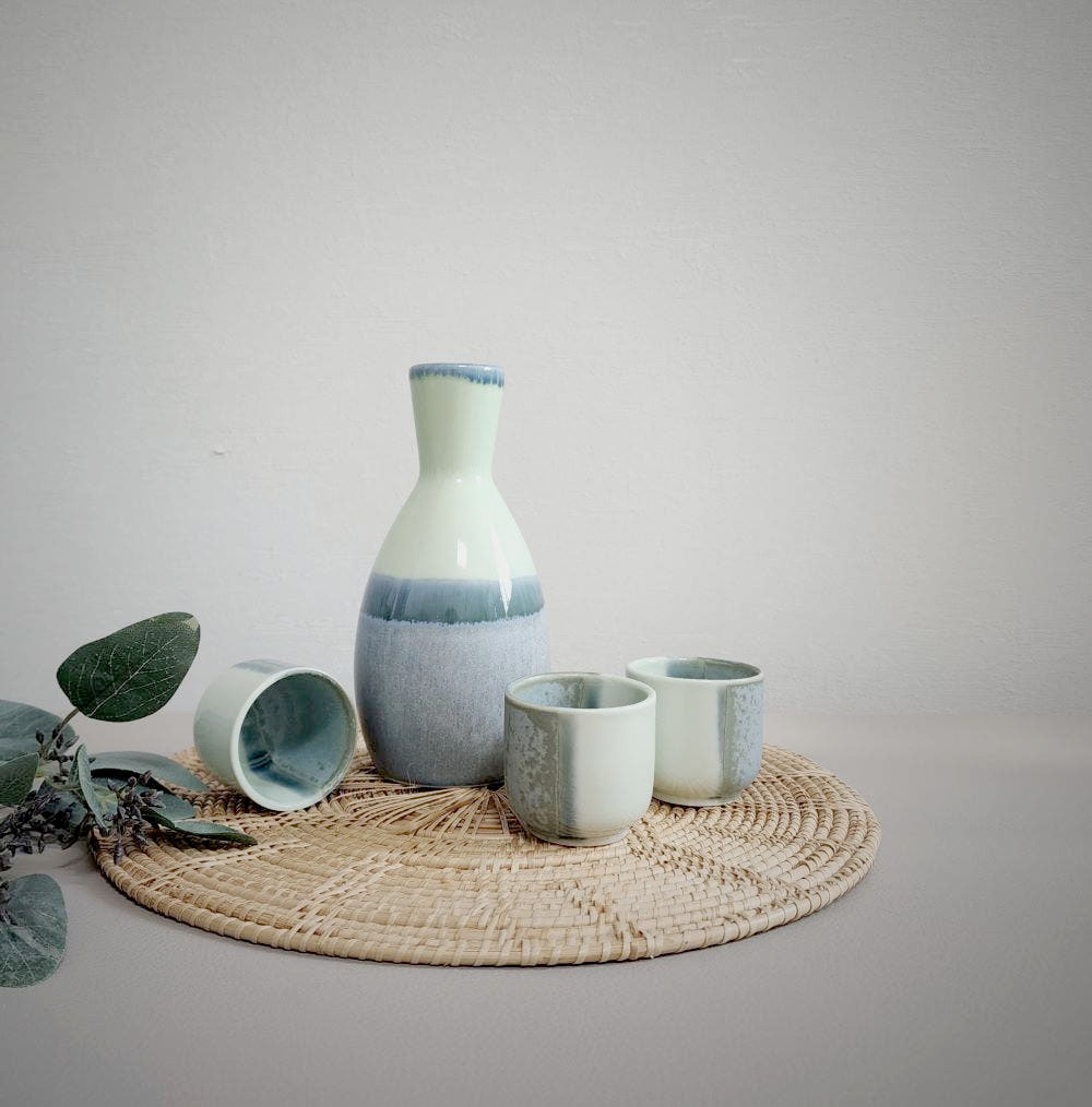 [사케주병세트]현-아트 달빛 내린 민트색 주병세트 4pcs