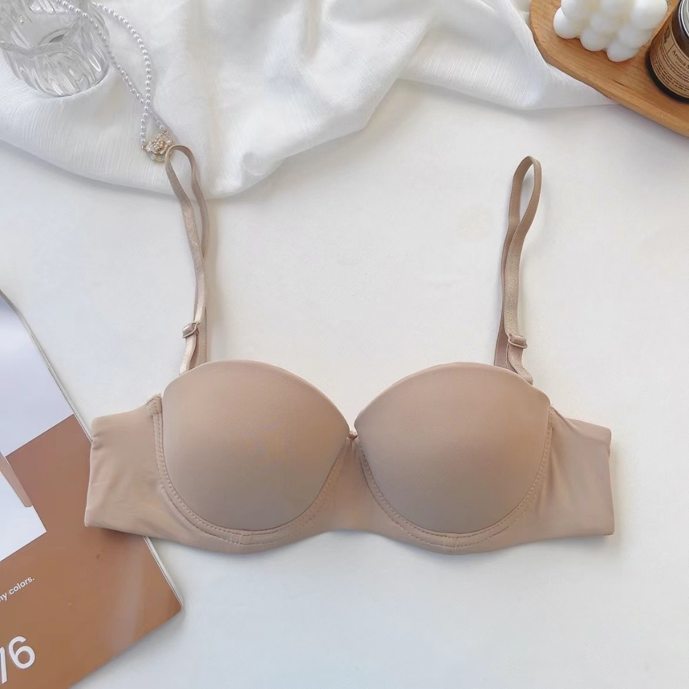 반컵브라 와이어있는 하프컵 벌어진 처진가슴 모아주는 패드일체형 작은 새가슴브라 - 상세 이미지 4