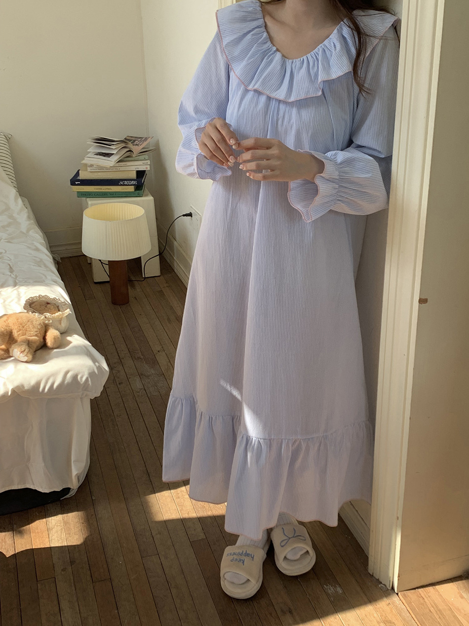 (아로마원피스잠옷) 여성잠옷 빅사이즈 홈웨어 파자마 임산부 라운드 카라 2컬러 봄 여름 상세 이미지 29