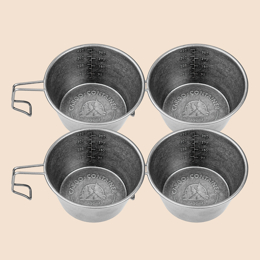 카고컨테이너 와일드 시에라 컵 450ml 4p 세트 캠핑 백패킹 등산 커피 물 술 잔