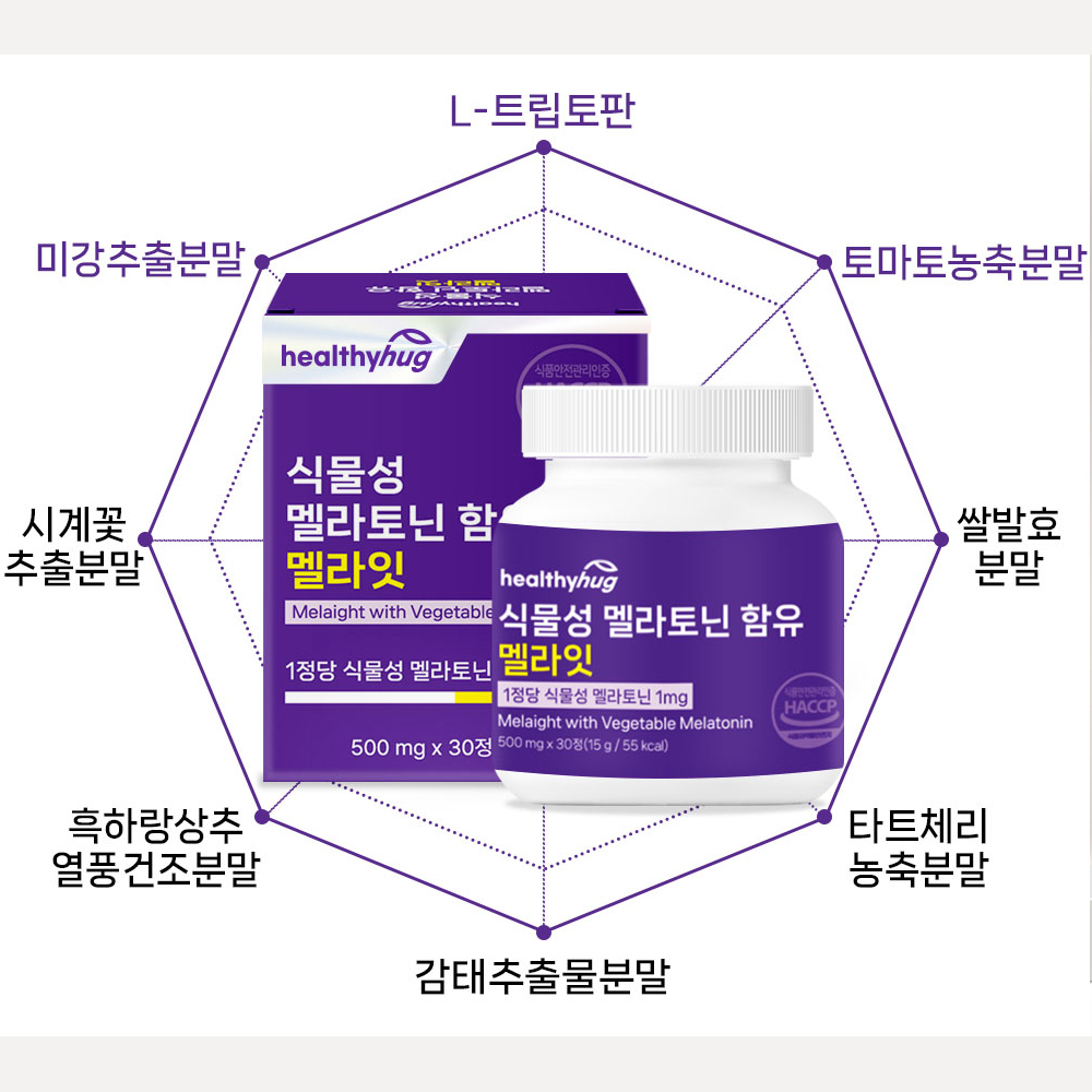[런칭 특가] 헬씨허그 식물성 멜라토닌 함유 멜라잇 식약처 HACCP 인증 흑하랑 감태 타트체리 피스타치오 - 상세 이미지 5