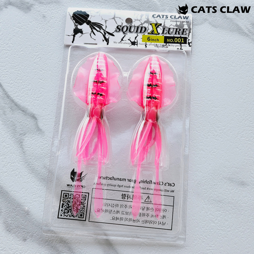 캣츠크로우 스퀴드엑스 광어다운샷웜 참돔웜 001 핑크, 15cm - 메인 이미지