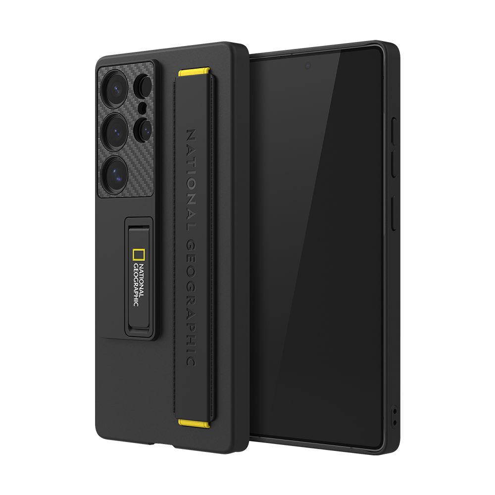 내셔널지오그래픽 스탠드 스트랩 케이스 블랙, 갤럭시S25 울트라