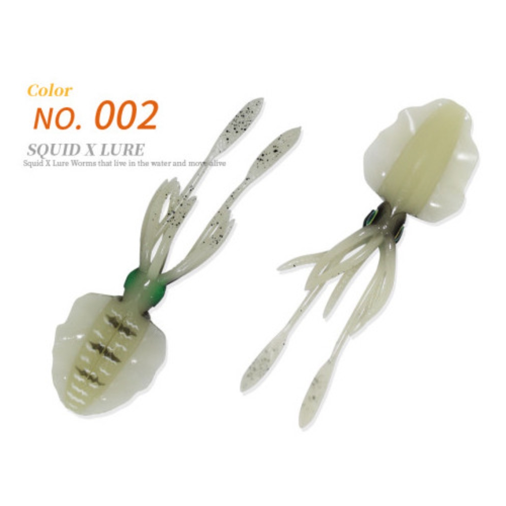 캣츠크로우 스퀴드엑스 광어다운샷웜 참돔웜 002 글로우 실버, 10cm(4인치) - 상세 이미지 3