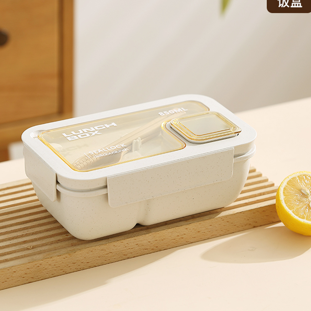 온다온 직장인 직사각 밀짚도시락 850ml 전자레인지 런치박스 샐러드통 밀프랩 도시락통 - 상세 이미지 4