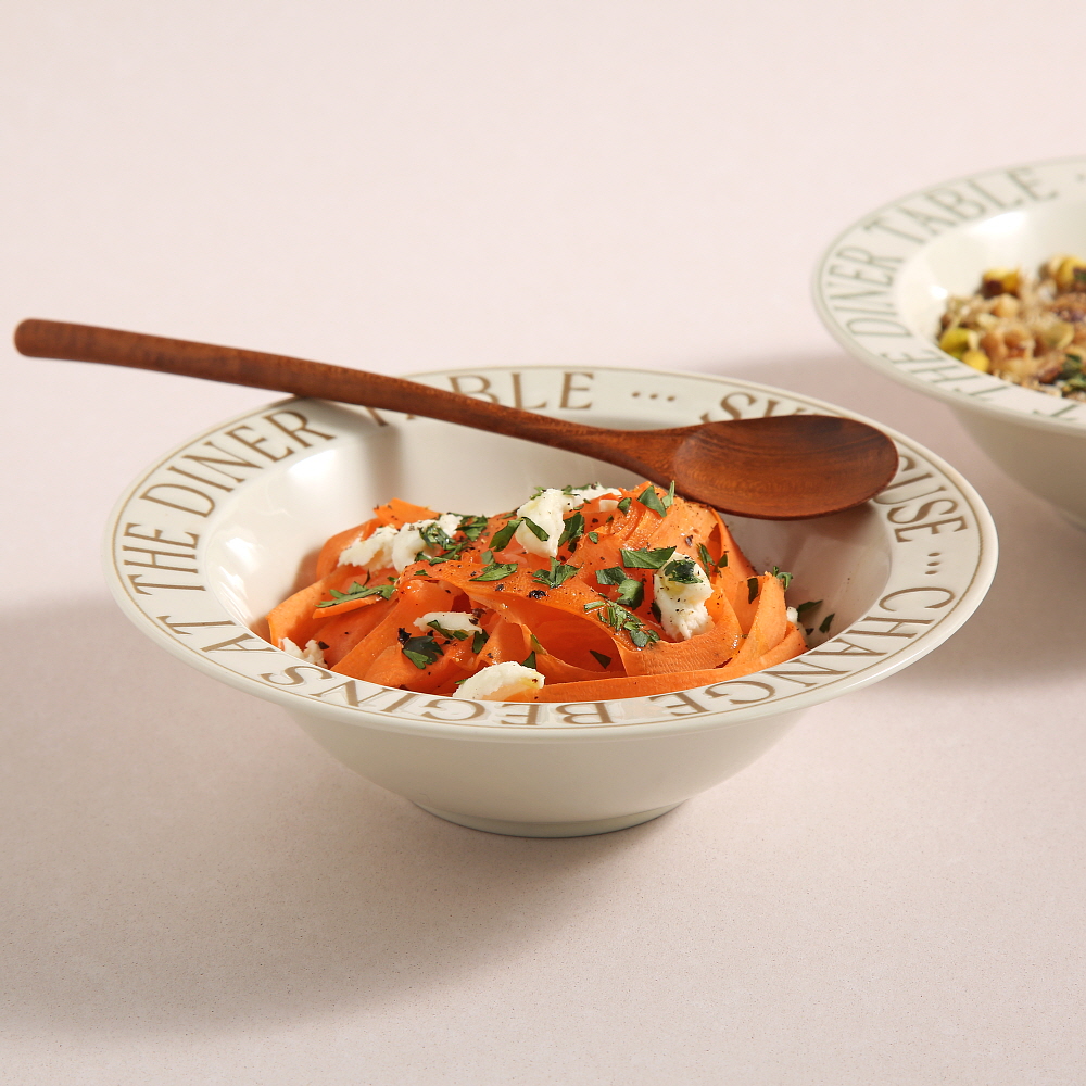 시라쿠스 레터링 그릇 빈티지 레트로 카페 브런치 접시 / 구프 18cm, 브라운 - 상세 이미지 2