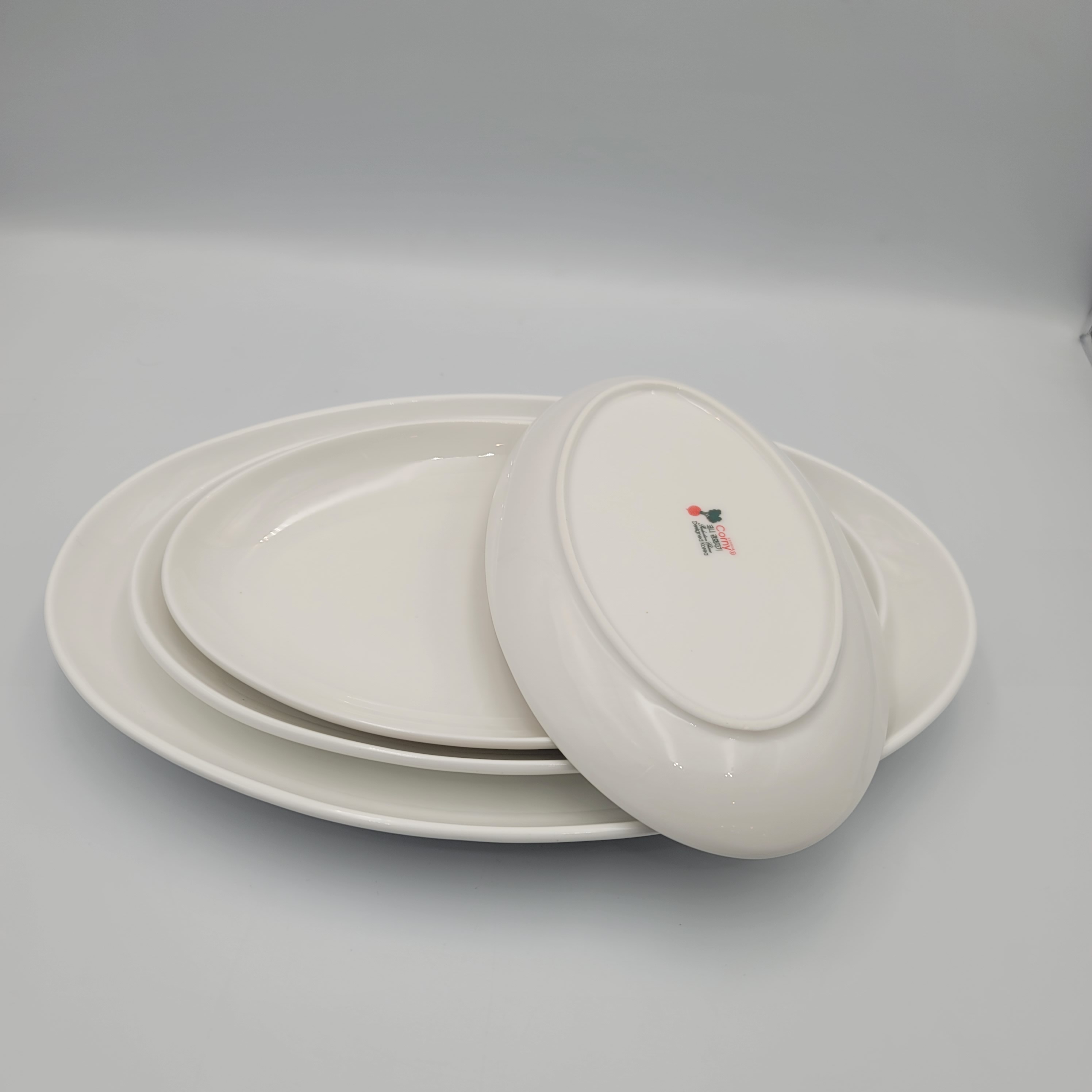 심플 타원접시 파스타 만두 카페 영업용 떡볶이 카레 제육 오발 접시 그릇 국내산 도자기 : 리빙뱅크