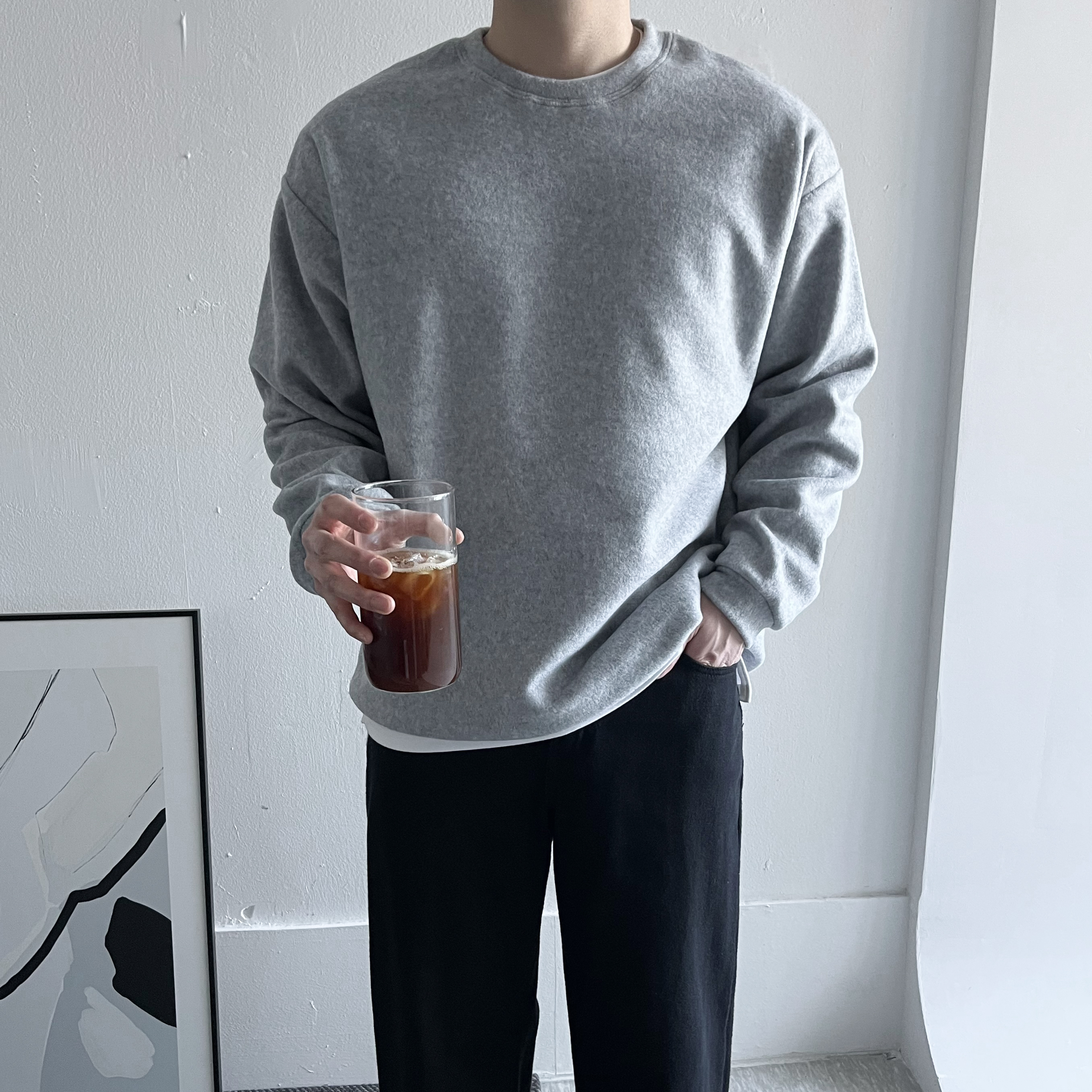남성기모맨투맨 남성긴팔티 남자티셔츠 - 상세 이미지 4