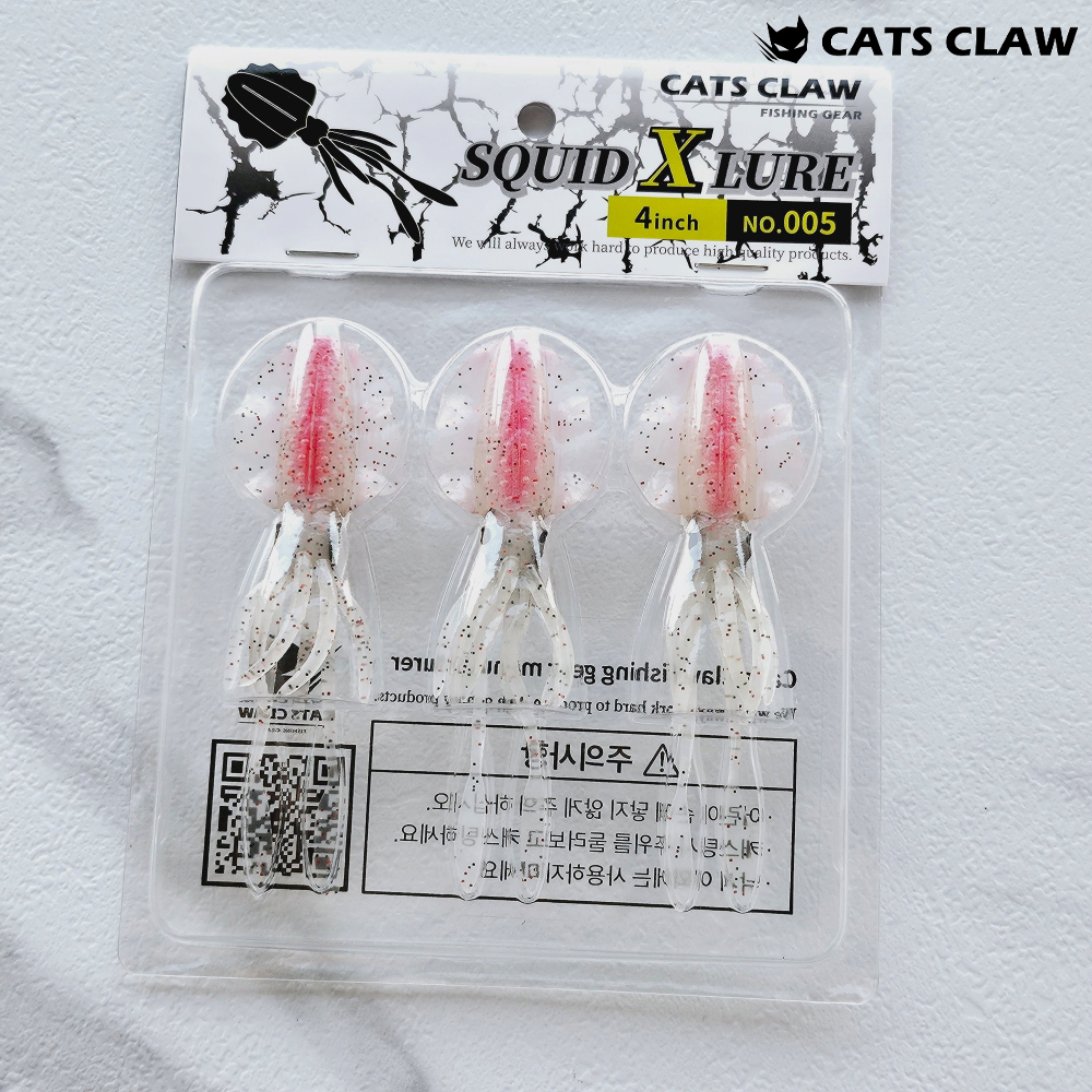 캣츠크로우 스퀴드엑스 광어다운샷웜 참돔웜 005 실버 레드, 10cm(4인치) - 상품 이미지