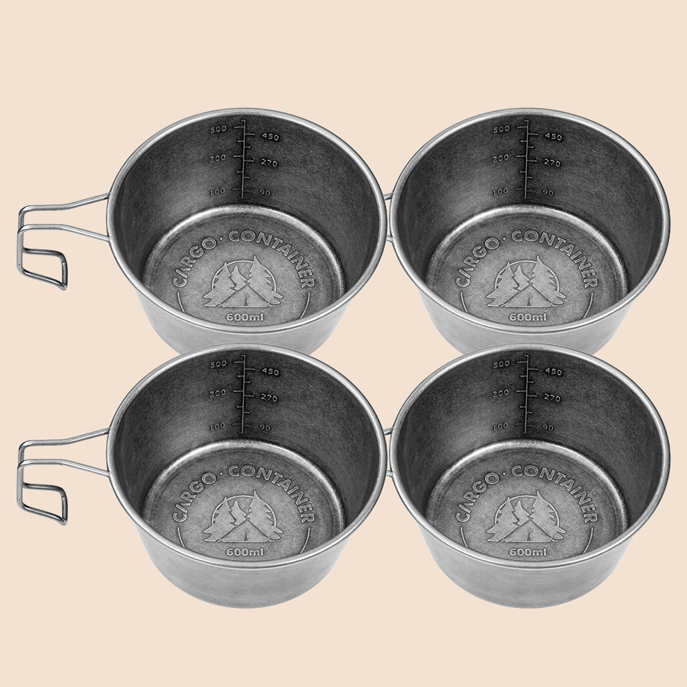 카고컨테이너 와일드 시에라 컵 600ml 4p 세트 캠핑 백패킹 등산 커피 물 술 잔