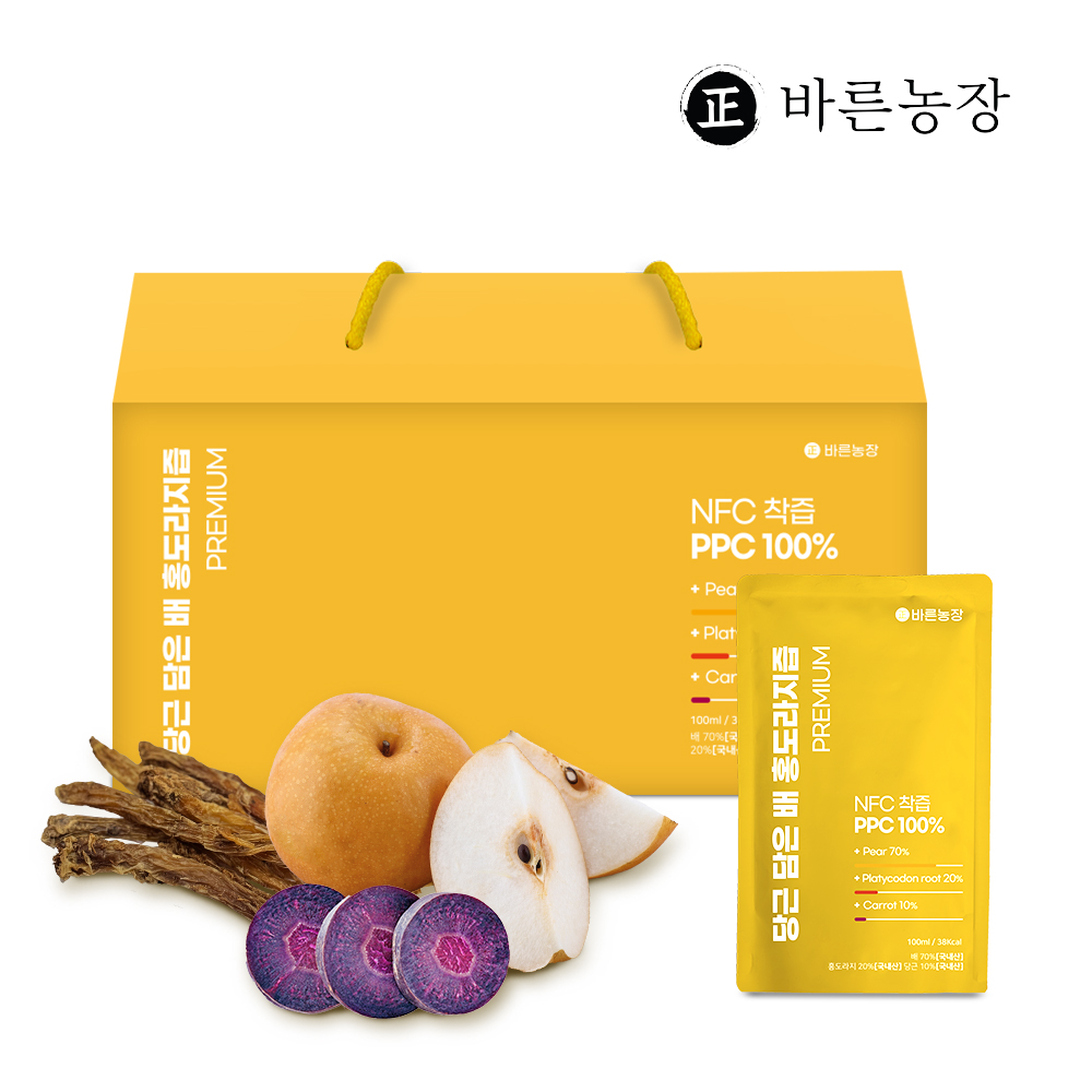 바른농장 배도라지즙 홍도라지 당근 담은 배즙 프리미엄 30포, 1개