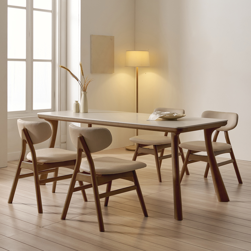 앤틀러스 6인용 원목 포세린 세라믹 식탁세트 식탁+의자4, 1800mm, 월넛
