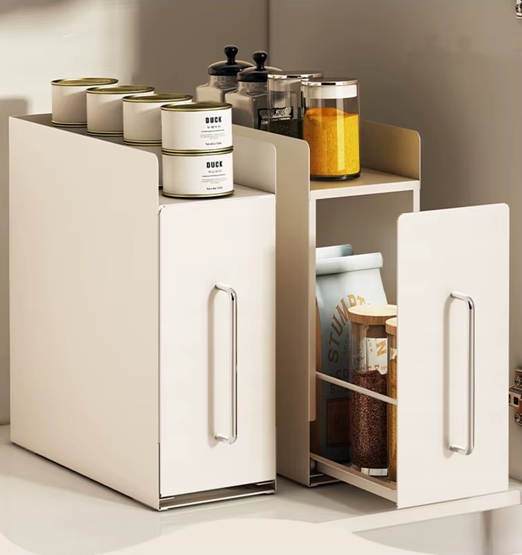 철제수납장 슬라이딩 틈새수납 디귿 슬림 서랍 화장품 양념통 영양제 주방정리 컵