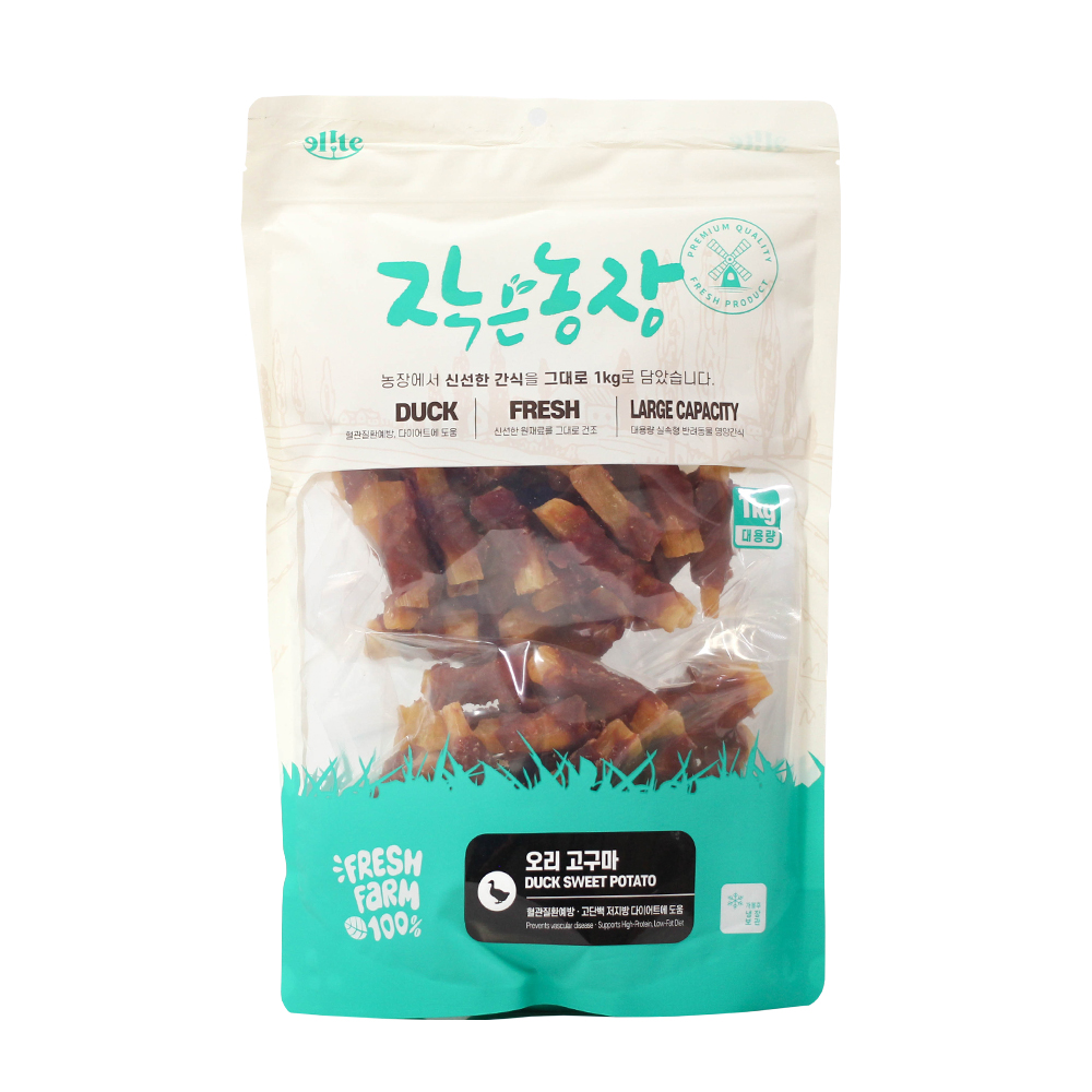 작은농장 강아지간식 사사미 1KG 대용량 애견간식 오리고구마, 1kg, 1개 - 메인 이미지