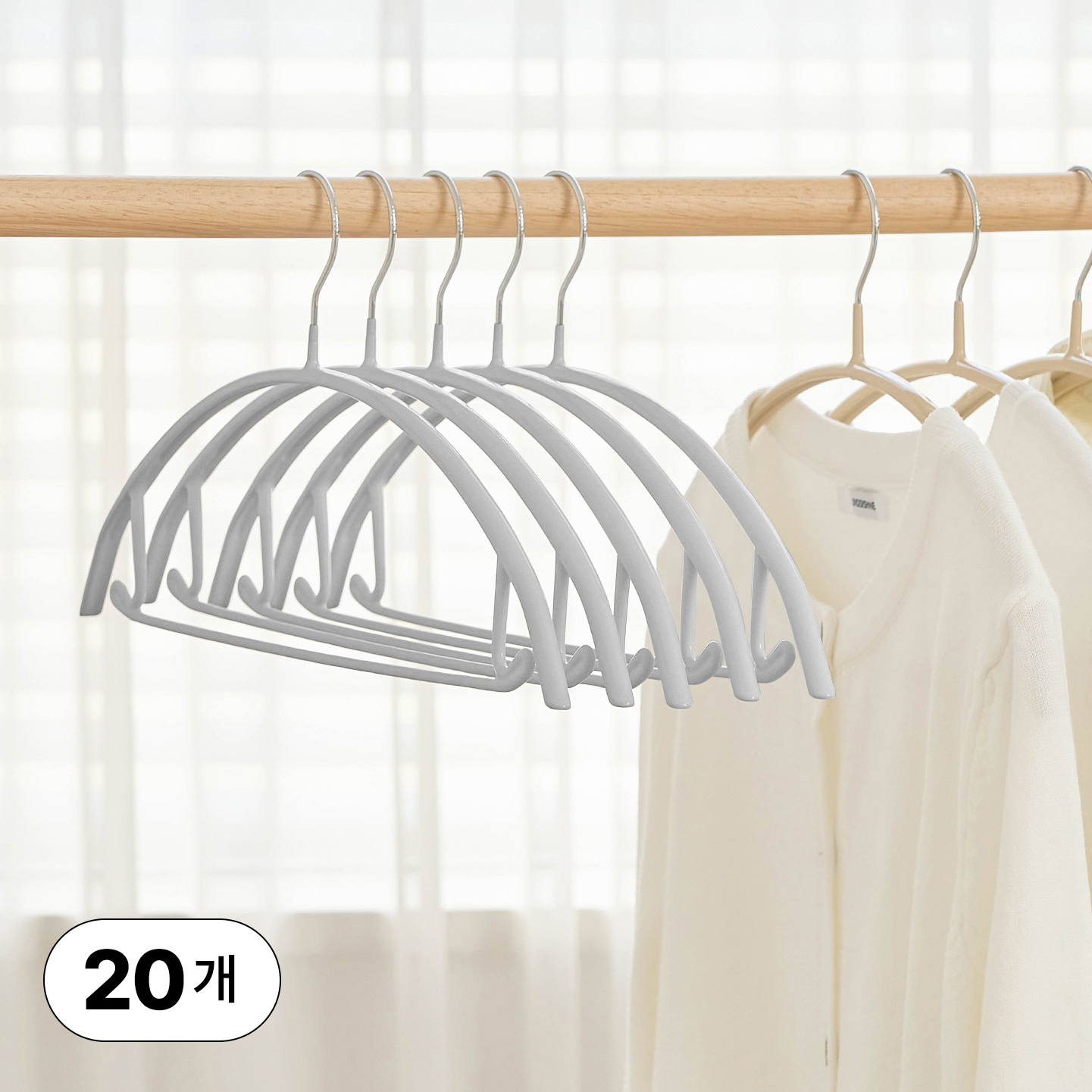 얼라이브즈 논슬립 어깨뿔방지 멀티 코팅 라운드 니트 옷걸이- 그레이, 20개