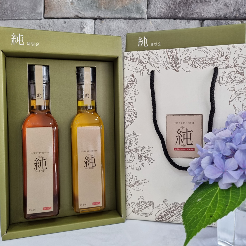 [영신곳간] 해밀 純 참기름 250ml + 생들기름 250ml : 사이소 경북고향장터