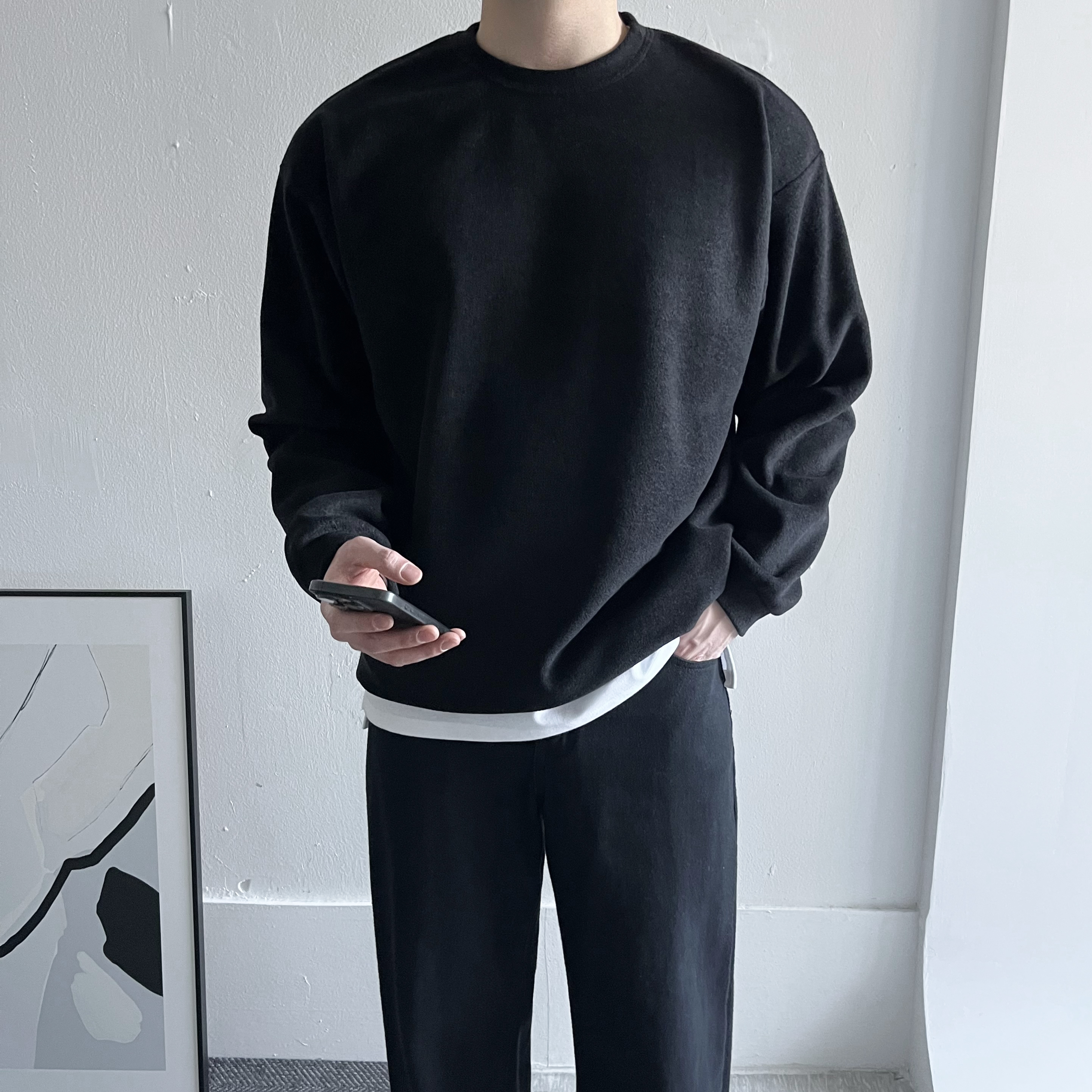 남성기모맨투맨 남성긴팔티 남자티셔츠 - 상세 이미지 5