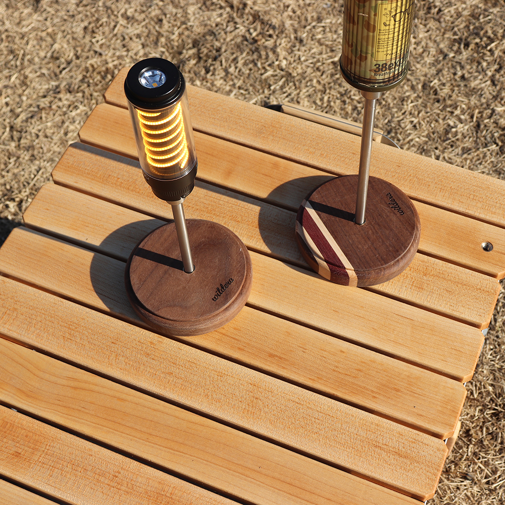 윌데라 랜턴스탠드 원목 캠핑 감성 조명 원형 거치대 골제로 미야비 호환