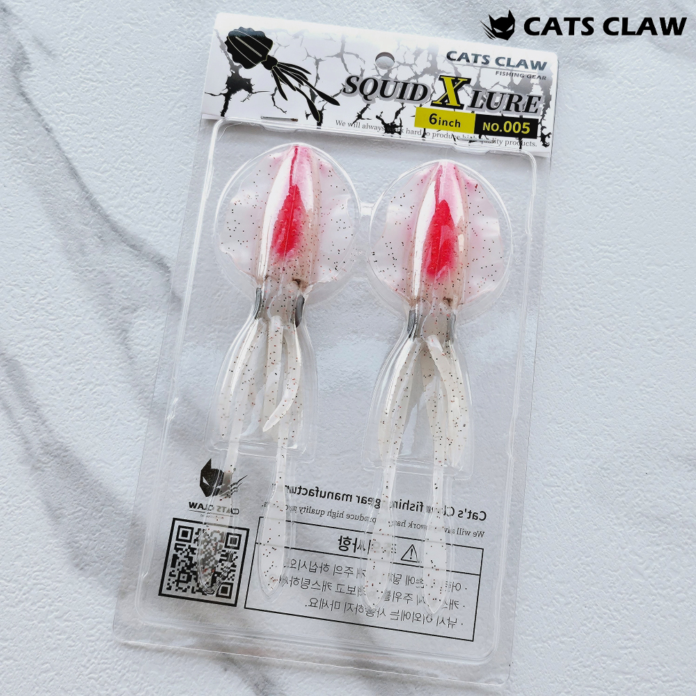 캣츠크로우 스퀴드엑스 광어다운샷웜 참돔웜 005 실버 레드, 15cm - 상품 이미지