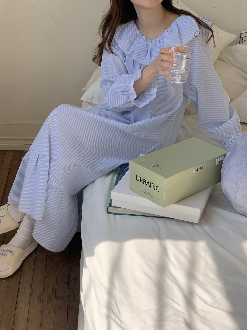 (아로마원피스잠옷) 여성잠옷 빅사이즈 홈웨어 파자마 임산부 라운드 카라 2컬러 봄 여름 상세 이미지 24