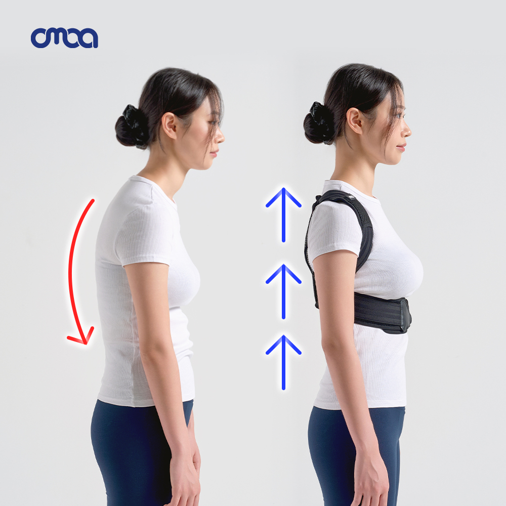 오모아 자세교정밴드 어깨 라운드숄더 펴기 바른자세 굽은 말린 등 체형 교정기 밴드