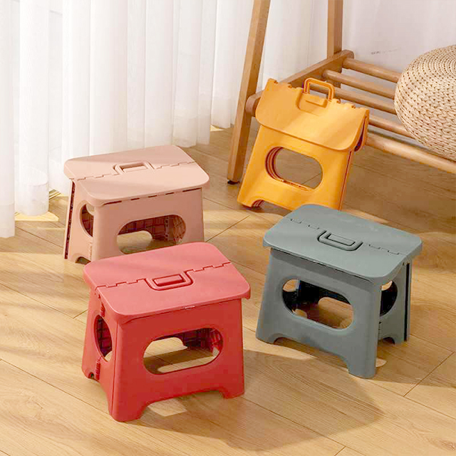 코드86 접이식 스툴 플라스틱 폴딩 사각 간이 보조 의자 발판 디딤대 4color