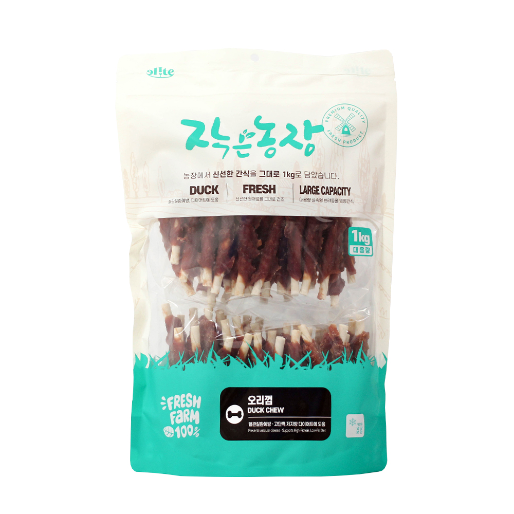 작은농장 강아지간식 사사미 1KG 대용량 애견간식 오리껌, 1kg, 1개 - 상품 이미지