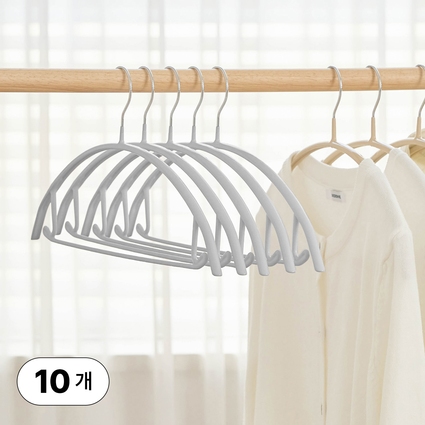 얼라이브즈 논슬립 어깨뿔방지 멀티 코팅 라운드 니트 옷걸이- 그레이, 10개