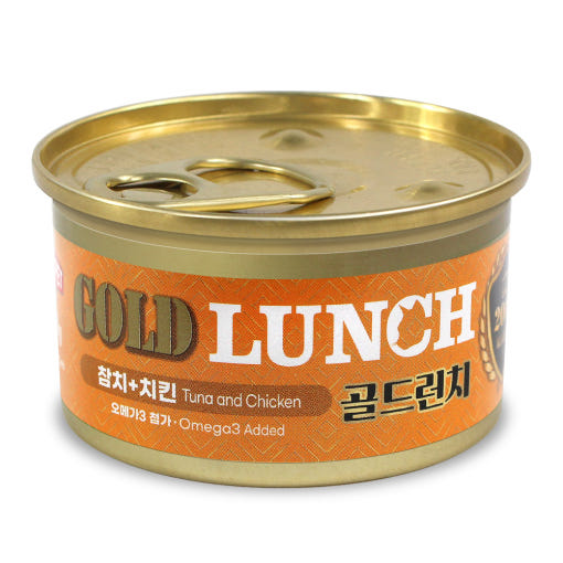 프리미엄 골드런치 캔 고양이 습식 캔 간식 참치+치킨, 80g, 1개 - 메인 이미지