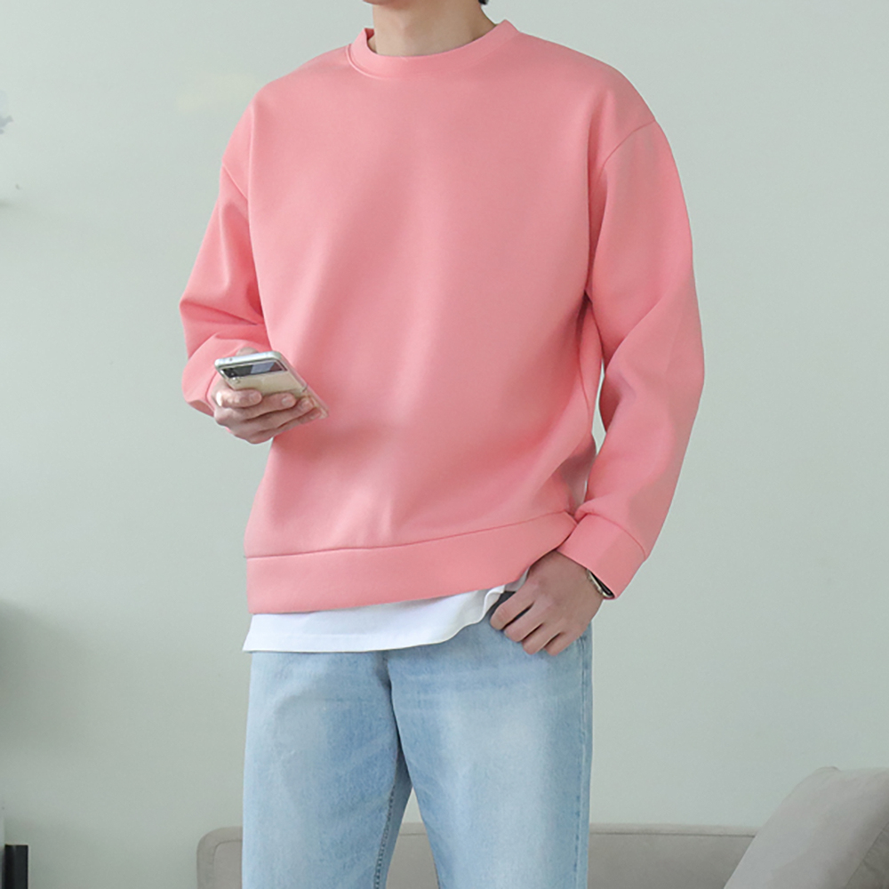 남자맨투맨 오버핏 네오프렌 커플 맨투맨 남자 후드티 - 상세 이미지 5